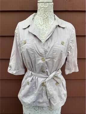 Bandolino Blu Mauve Belted Safari Blouse Jacket Top
